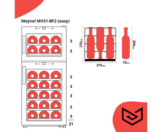 Винный шкаф Meyvel MV21-BF2 (easy) — (на 21 бутылку), фотография № 28
