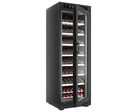 Винный шкаф из дерева Meyvel MV108-WB1-M — (на 108 бутылок), Вместимость: 108 бутылок, Цвет фасада: Чёрный, фотография № 4