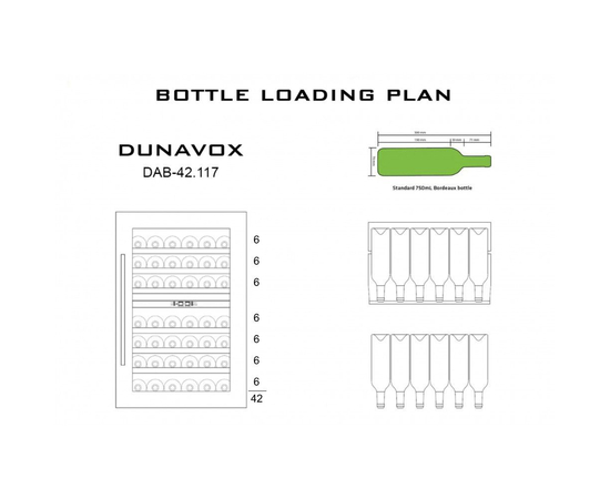 Винный шкаф Dunavox DAB-42.117DB — (на 42 бутылки), Цвет фасада: Чёрный, фотография № 4