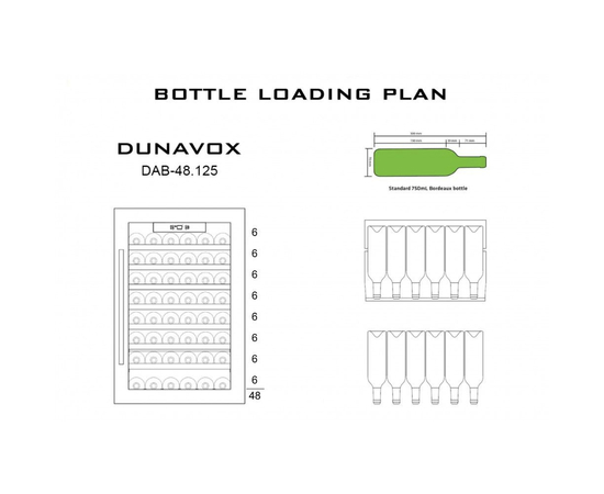 Винный шкаф Dunavox DAB-48.125B — (на 48 бутылок), Цвет фасада: Чёрный, фотография № 4