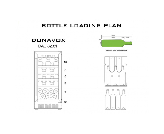 Винный шкаф Dunavox DAU-32.81B — (на 32 бутылки), фотография № 3
