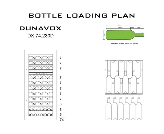 Винный шкаф Dunavox DX-74.230DB — (на 74 бутылки), фотография № 5