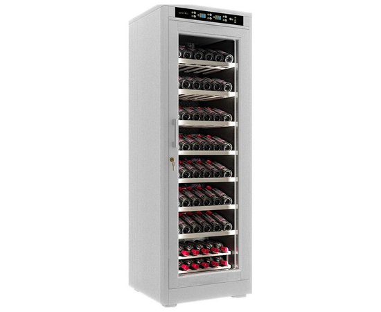 Винный шкаф из дерева Meyvel MV108-WW1-M — (на 108 бутылок), Вместимость: 108 бутылок, Цвет фасада: Белый, фотография № 3