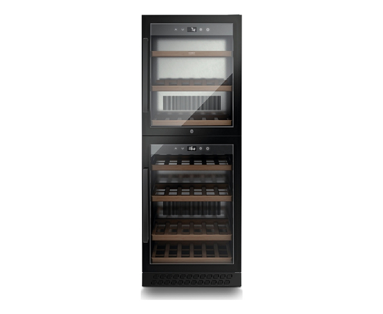 Винный шкаф CASO WineChef Pro 126-2D Black — (на 126 бутылок), Цвет фасада: Чёрный, фотография № 2