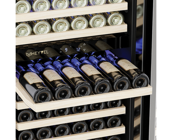 Винный шкаф Meyvel MV163-KST2 — (на 163 бутылки), Цвет фасада: Серебристый, фотография № 7