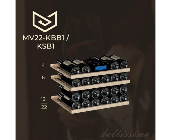 Винный шкаф Meyvel MV22-KSB1 — (на 22 бутылки), Цвет фасада: Серебристый, фотография № 16