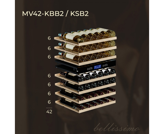 Винный шкаф Meyvel MV42-KSB2 — (на 42 бутылки), Цвет фасада: Серебристый, фотография № 16