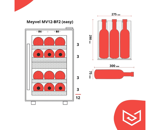 Винный шкаф Meyvel MV12-BF2 (easy) — (на 12 бутылок), фотография № 24