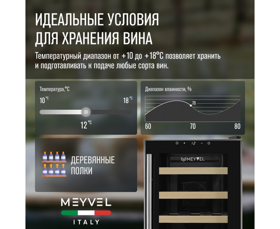Винный шкаф Meyvel MV18-BF1 (easy) — (на 18 бутылок), фотография № 4