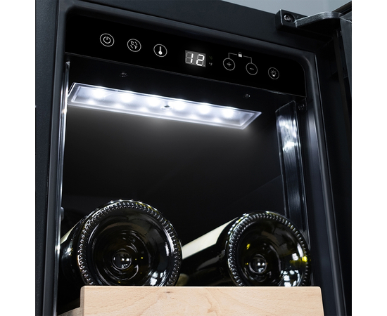 Винный шкаф Meyvel MV19-KBT1 — (на 19 бутылок), Цвет фасада: Чёрный, фотография № 29