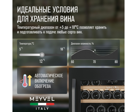 Винный шкаф Meyvel MV22-KBB1 — (на 22 бутылки), Цвет фасада: Чёрный, фотография № 19