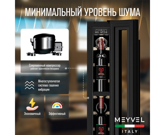 Встраиваемый винный шкаф Meyvel MV9-KBT1 — (на 9 бутылок), Цвет фасада: Чёрный, фотография № 19