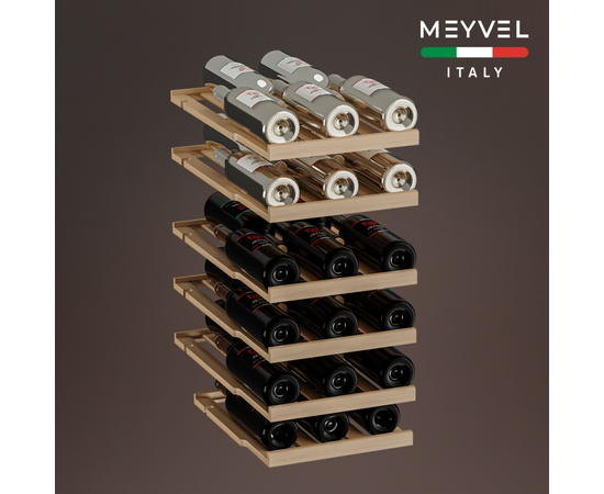 Винный шкаф Meyvel MV28-KST2 — (на 28 бутылок), Цвет фасада: Серебристый, фотография № 16