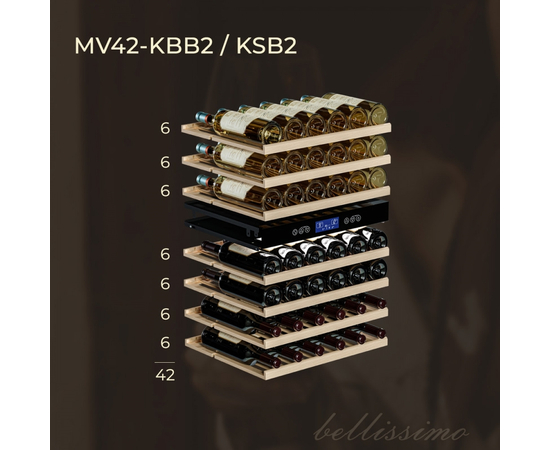 Винный шкаф Meyvel MV42-KSB2 — (на 42 бутылки), Цвет фасада: Серебристый, фотография № 12