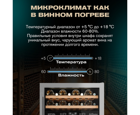 Винный шкаф Meyvel MV46-KST2 — (на 46 бутылок), Цвет фасада: Серебристый, фотография № 25