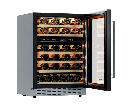 Винный шкаф Meyvel MV46PRO-KST2 — (на 46 бутылок), Цвет фасада: Серебристый, фотография № 11