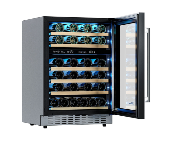 Винный шкаф Meyvel MV46PRO-KST2 — (на 46 бутылок), Цвет фасада: Серебристый, фотография № 13