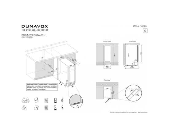 Винный шкаф Dunavox DAUF-17.58DBH — (на 17 бутылок), фотография № 4