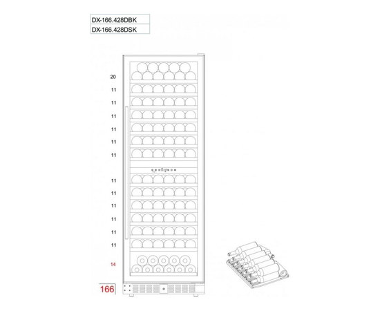 Винный шкаф Dunavox DX-166.428DCK — (на 166 бутылок), фотография № 4