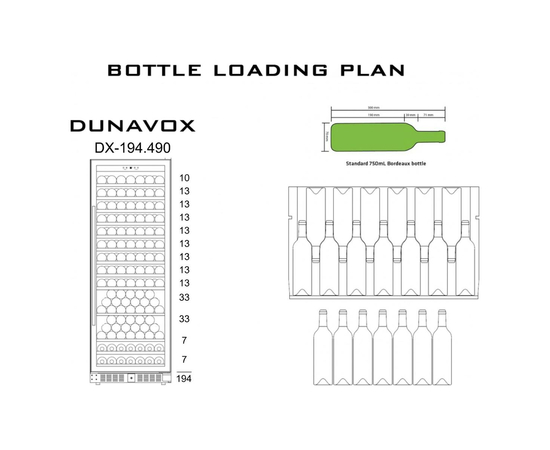 Винный шкаф Dunavox DX-194.490MBK — (на 194 бутылки), фотография № 3
